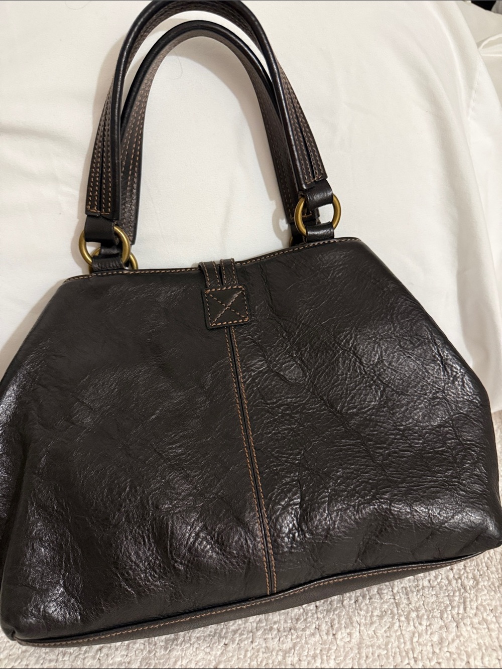 Lauren Ralph Lauren Black Leather Shoulder Bag with Gold Hardware - Picture 3 of 4